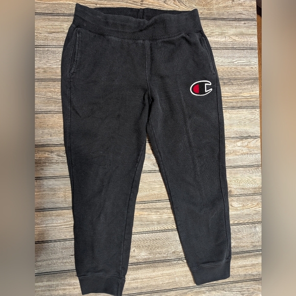 Reverse Weave Black Champion Sweatpants Size Large Possible Youth Size - Picture 1 of 10
